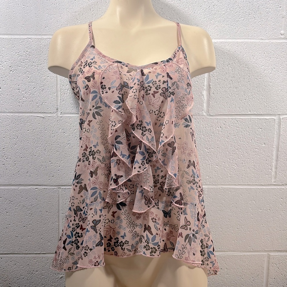 Lily White sheer camisole with butterfly pattern​​​​​​